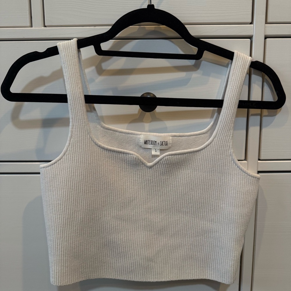White Ribbed Tank Top